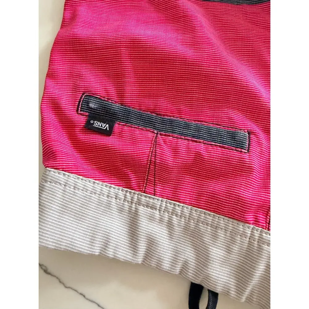 Vans Era Boys' Red & Gray Striped Boardshorts - Size 8
